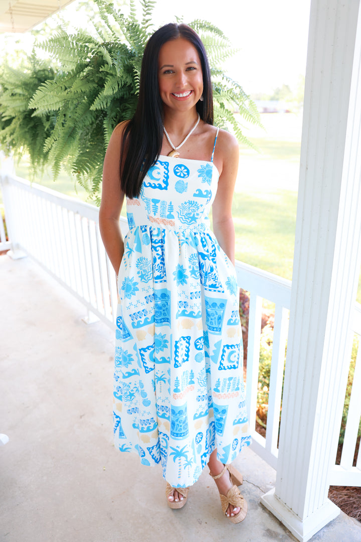 Sea Dreams Midi Dress "Blue"