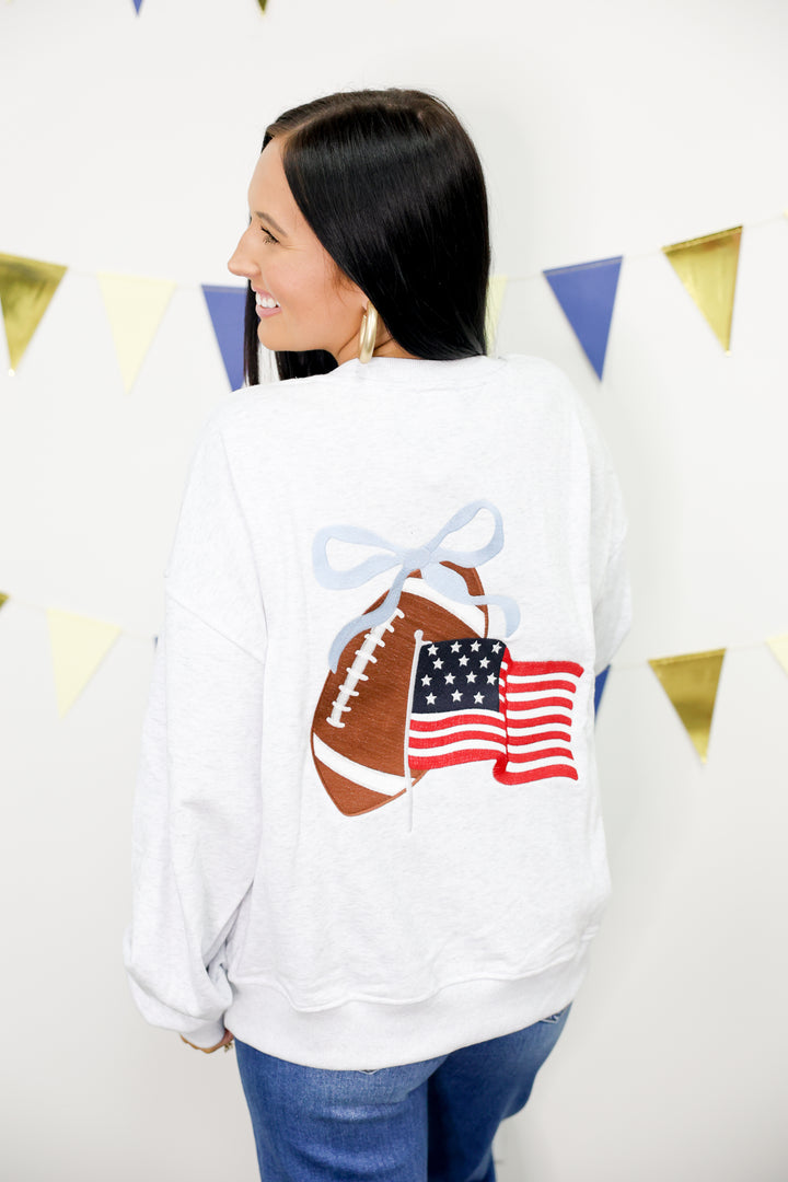 "Game Day" Embroidered Crew Neck Oversized Sweatshirt