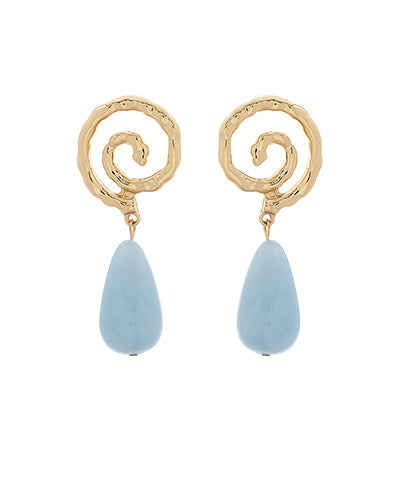 Twirl & Teardrop Earrings "Lt.Blue/Gold"