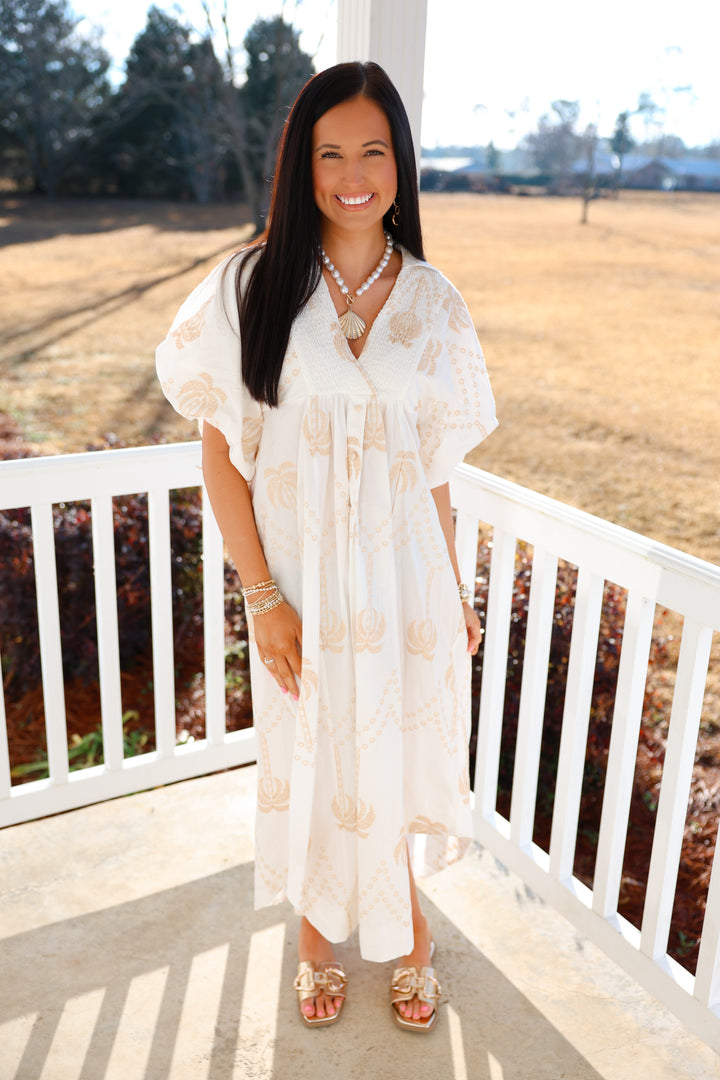 Palm Tree Embroidered Dress