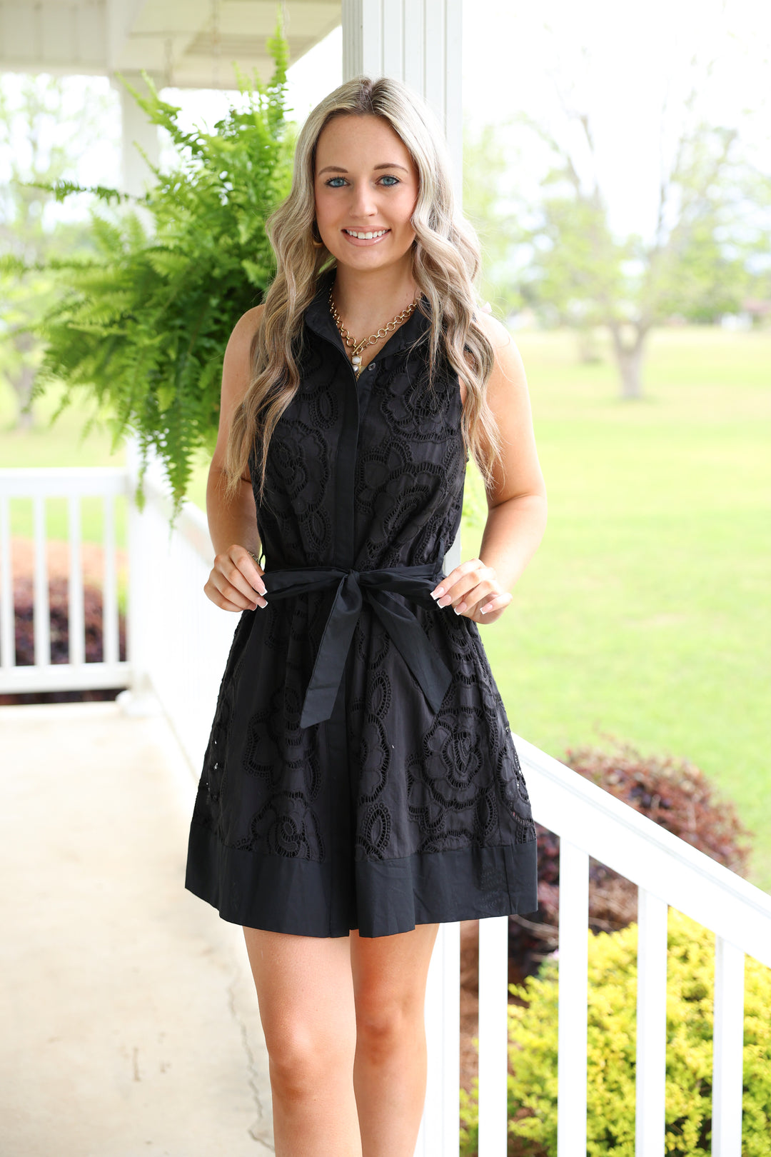 Floral Lace Overlay Solid Sleeveless Mini Dress "Black"