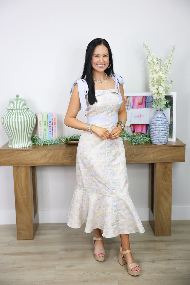 Pastel Garden Midi Dress "Lt.Blue"