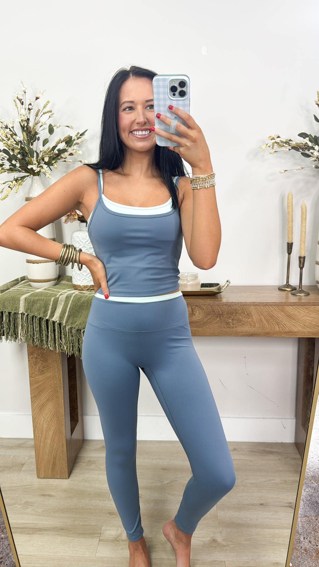 Double Layered Tank Top & Legging Set "Slate Combo"