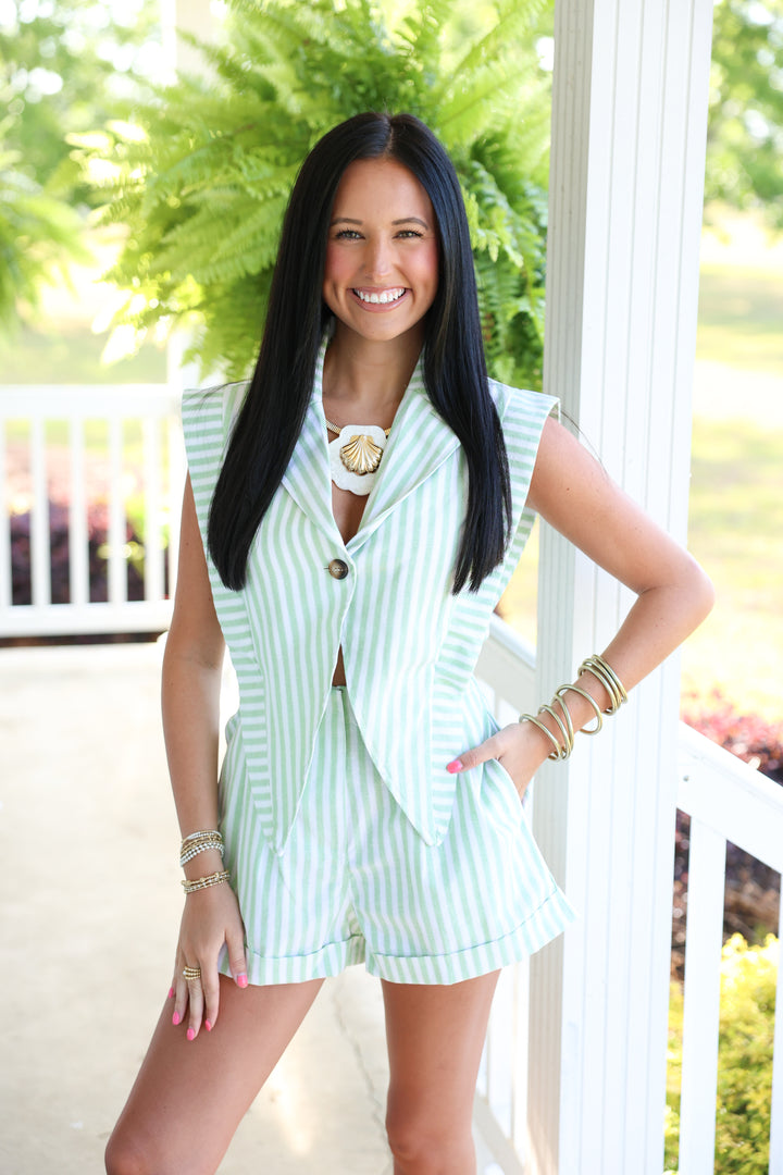 Boardwalk Breeze Romper "White/Mint"