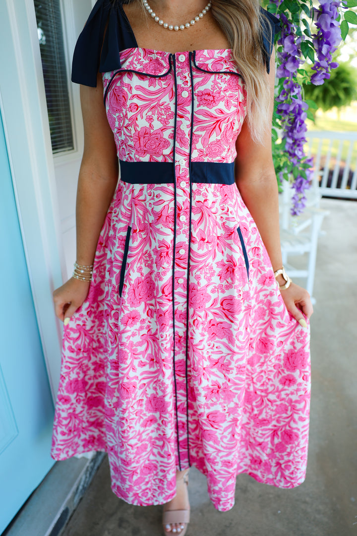 Stella Dress "Pink/Navy"