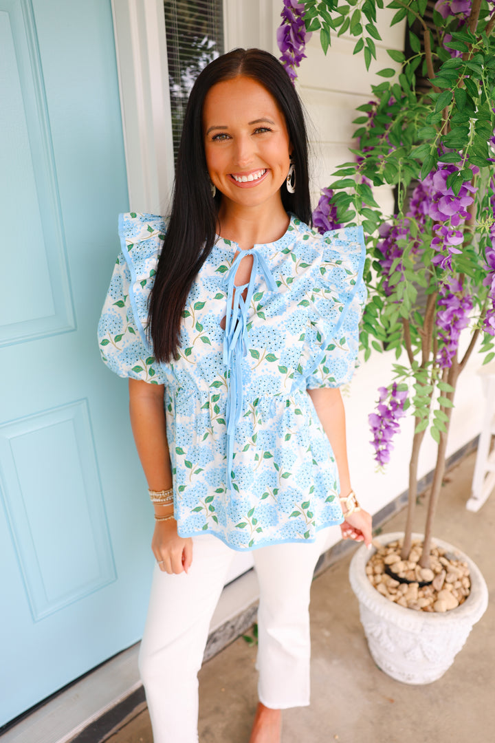 Hydrangea Ruffle Top "Off White Mix"