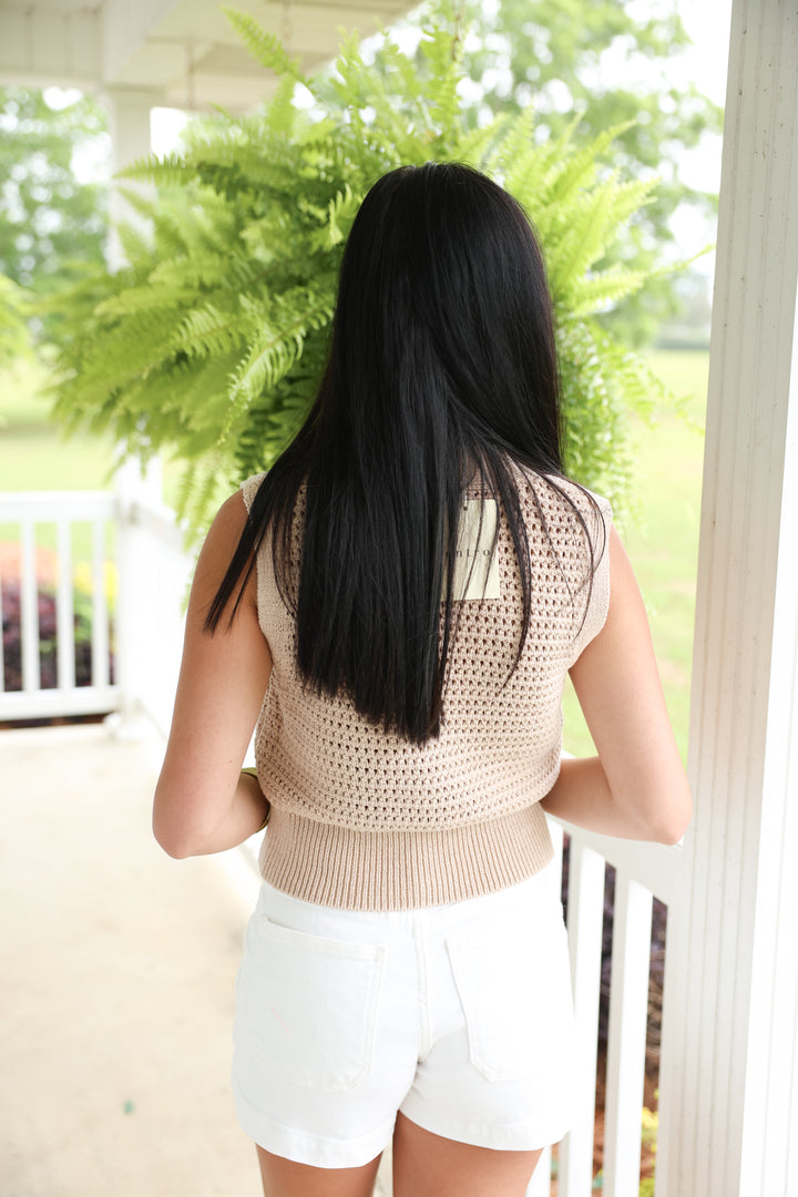 Solid Sleeveless Sweater Knit Top "Sand"
