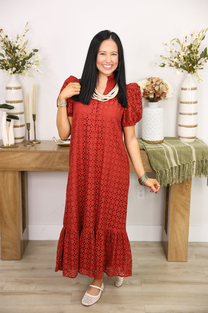 The Everlasting Eyelet Dress "Rust"