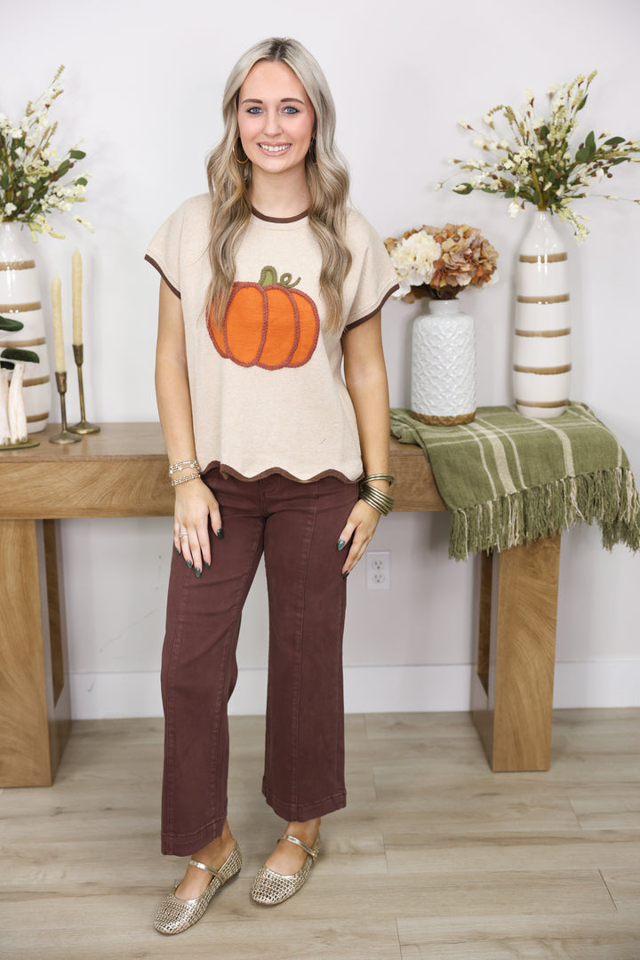 Pumpkin Sweater Top "LT. Taupe"