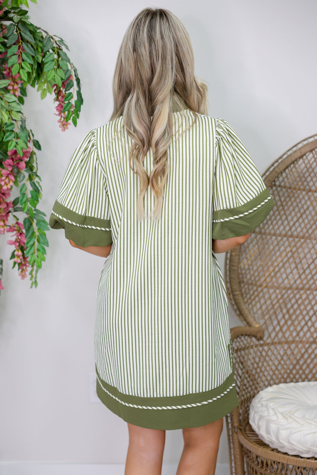 Marissa Striped Dress "Olive"