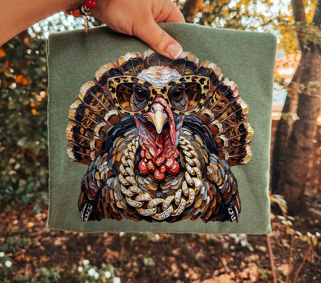 Glam Turkey Graphic Tee "Moss"