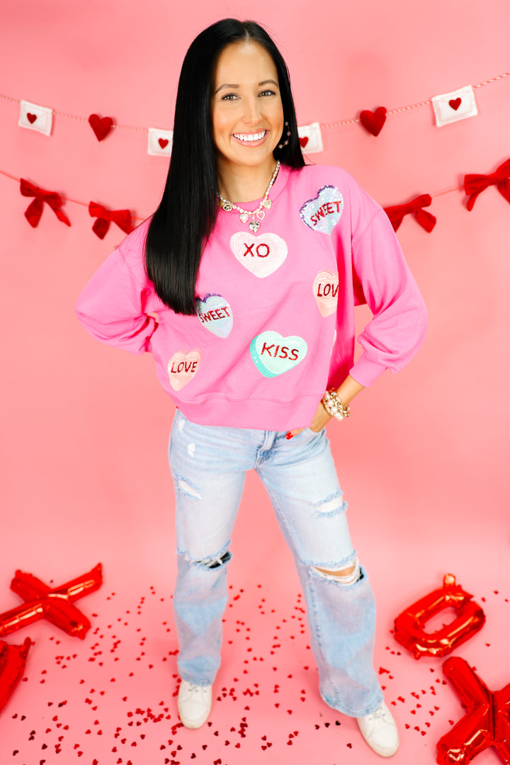 Millie Sweatshirt - Valentines "Candy Hearts"