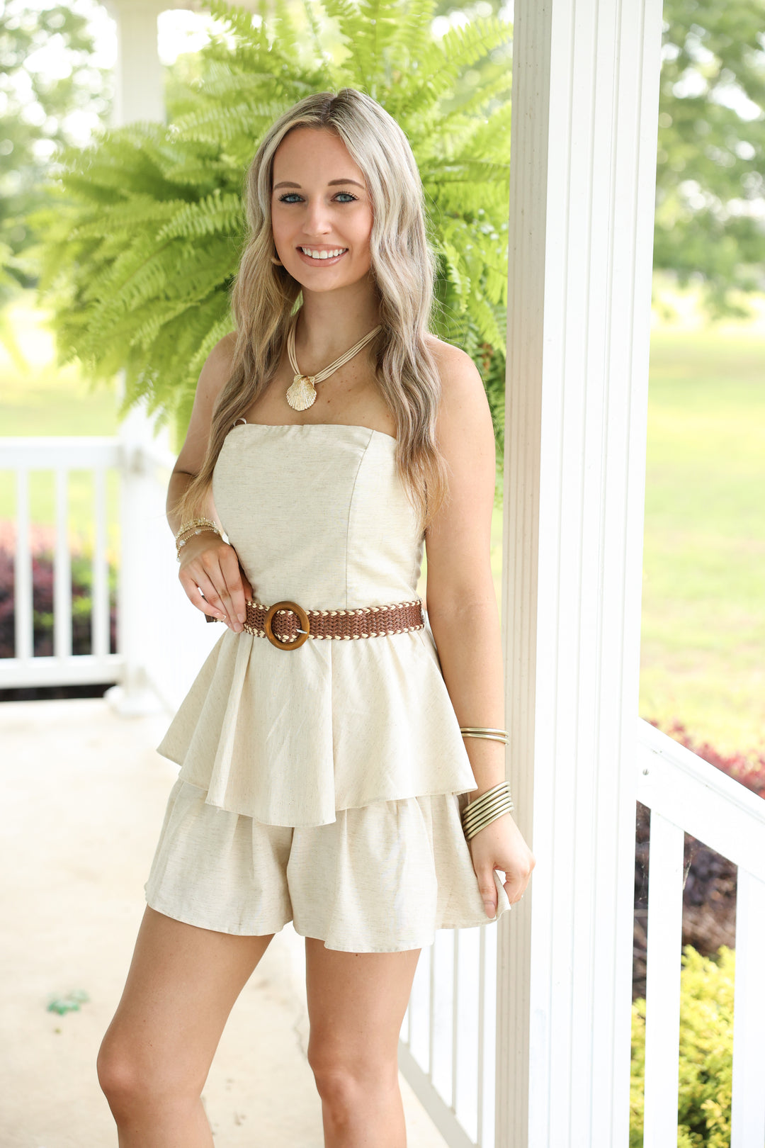 Linen Ruffle Tube Dress