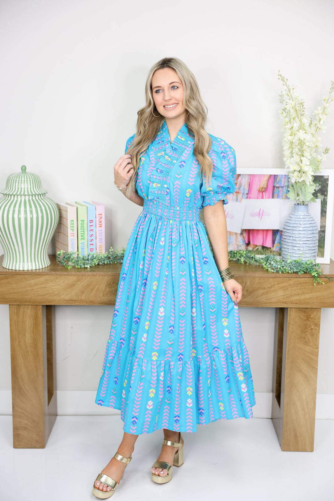 Color Spectrum Midi Dress "Mint Blue Mix"