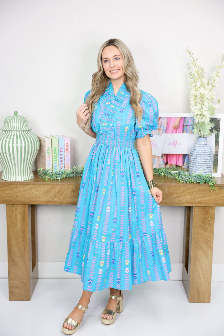 Color Spectrum Midi Dress "Mint Blue Mix"