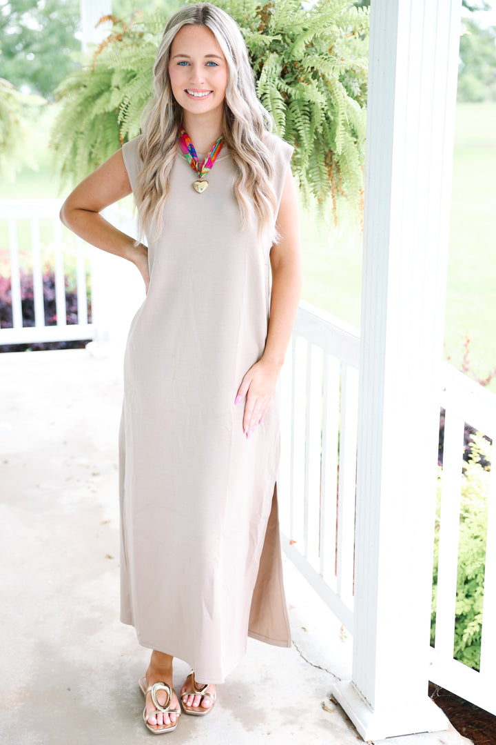 Butter Soft Side Slit Maxi "Taupe"