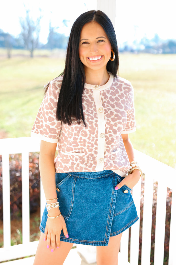 Loving Leopard Gold Button Top