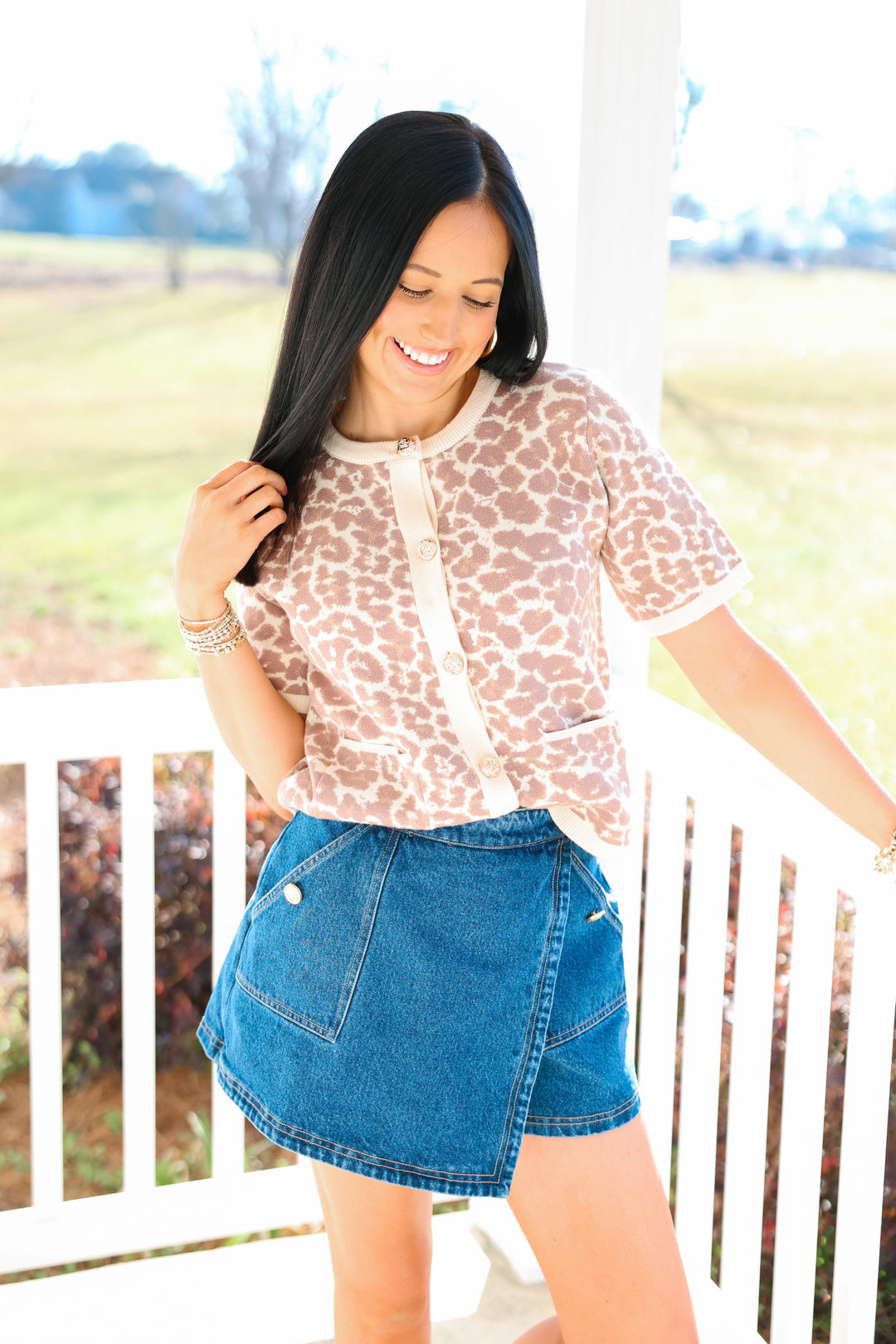 Loving Leopard Gold Button Top