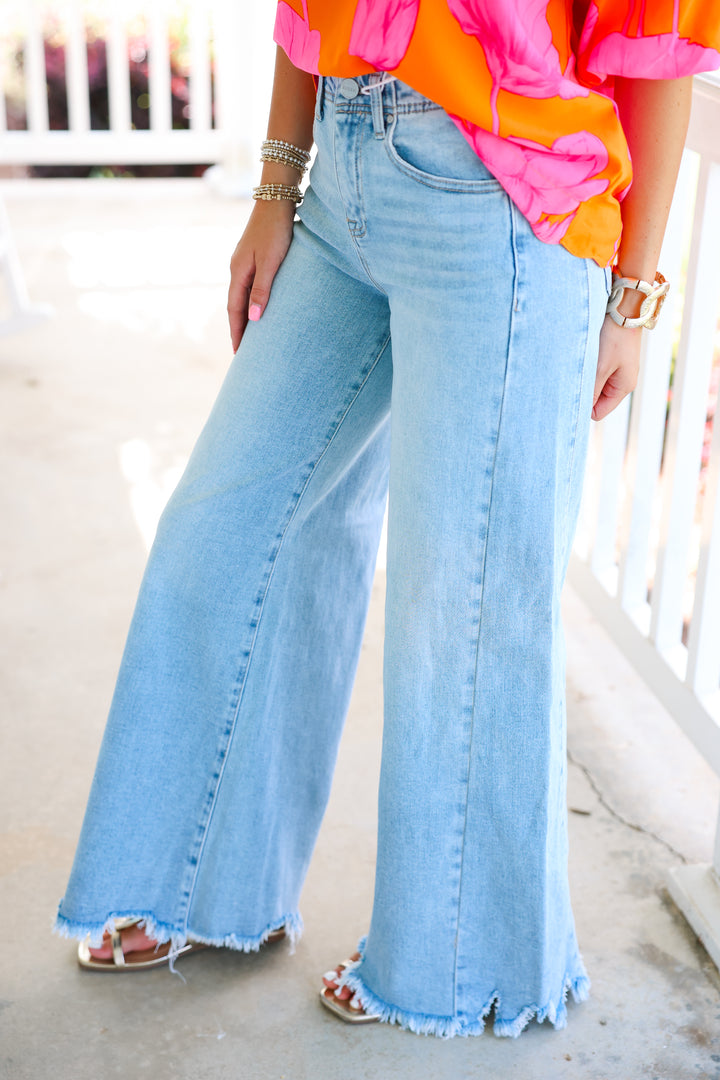 Risen - High Rise Ankle Wide Leg Jeans "Light"