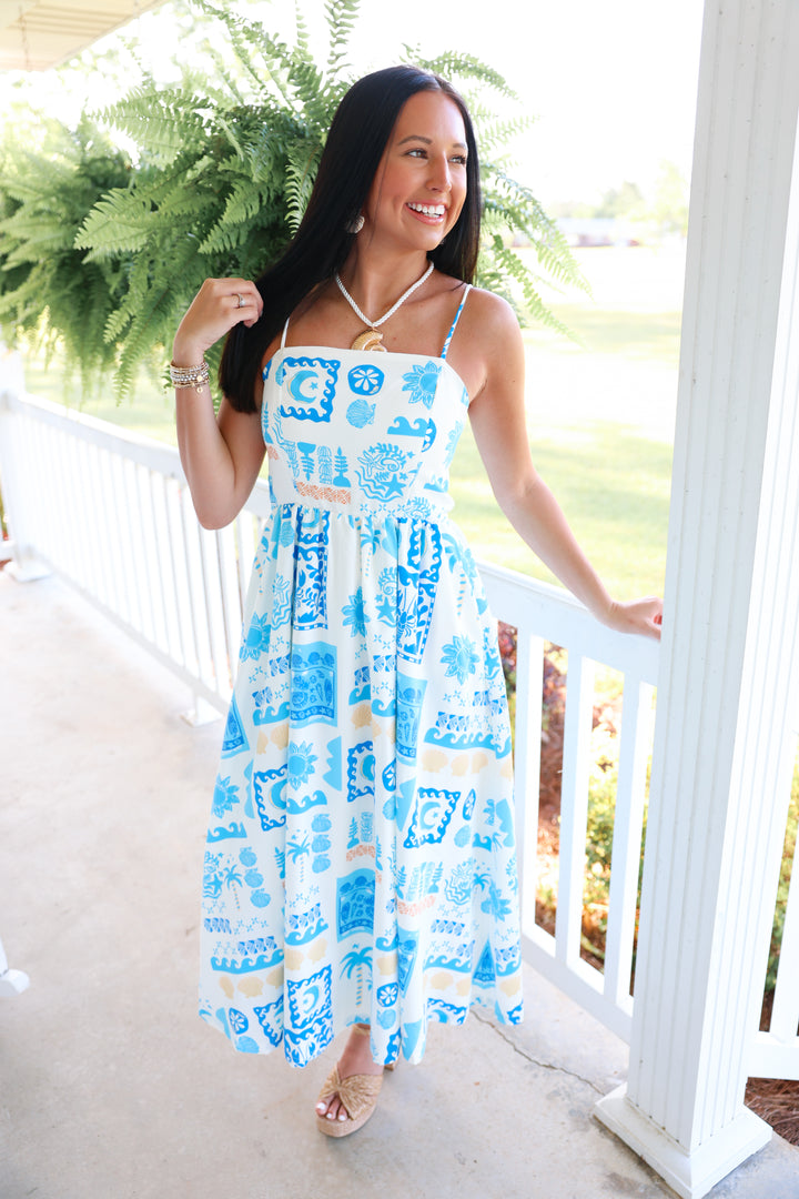 Sea Dreams Midi Dress "Blue"