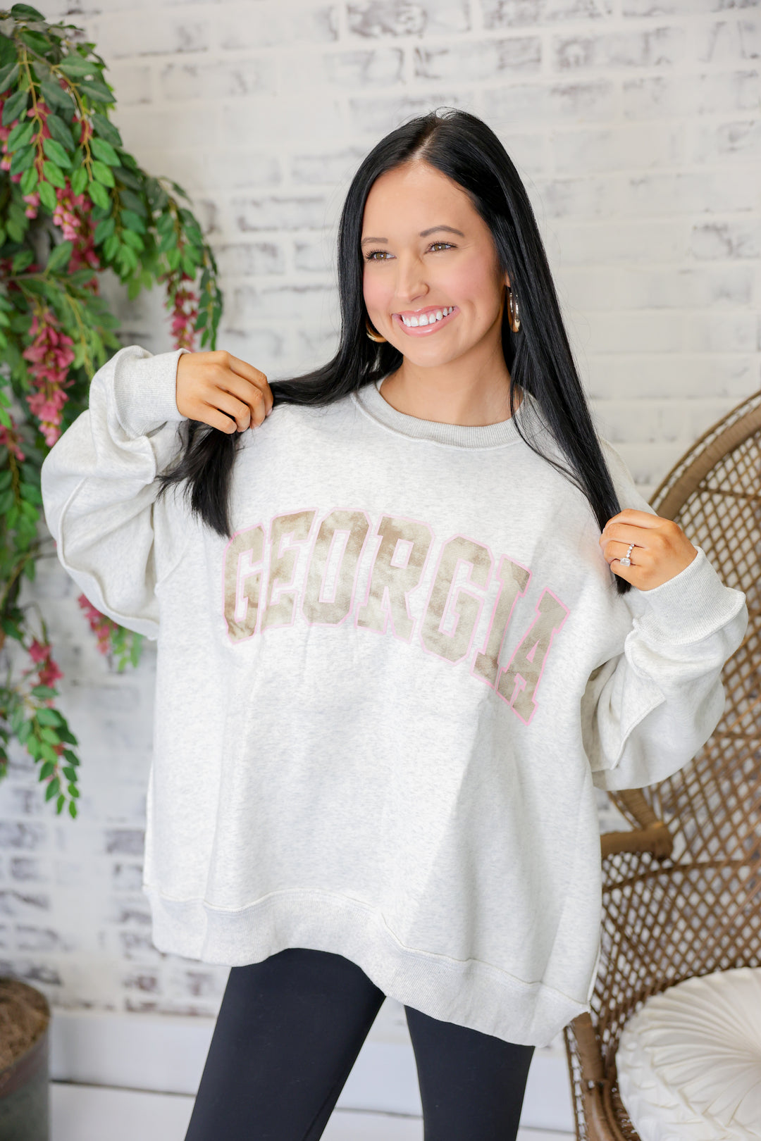 'GEORGIA & GA' Camo Reversible Mock Neck Sweatshirt