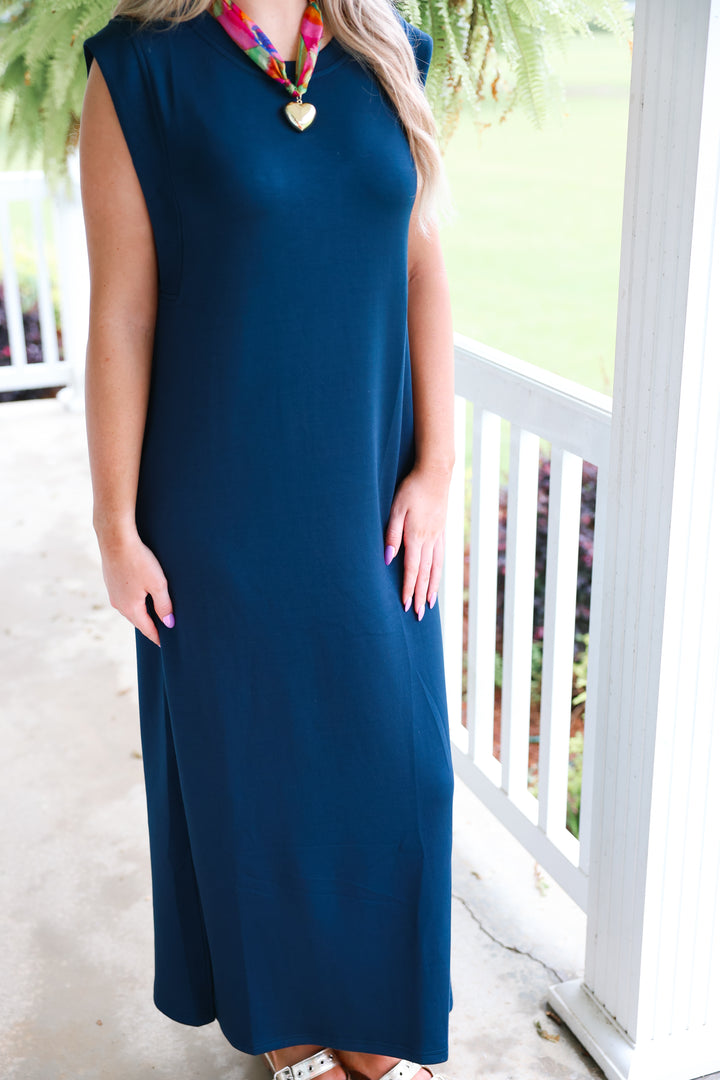 Butter Soft Side Slit Maxi "Navy"