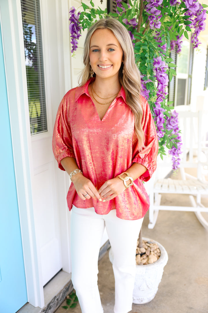 Show Your Shimmer Top "Fuchsia"