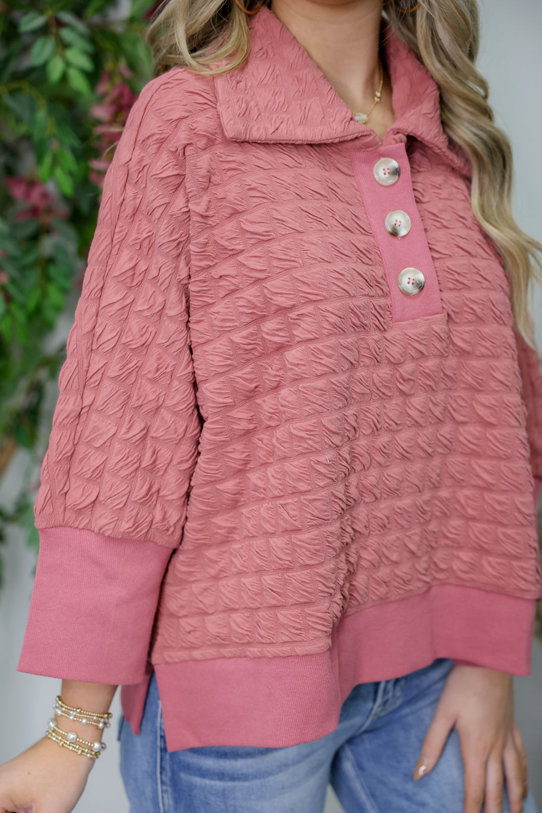 Textured & Terrific Pullover "Mauve"