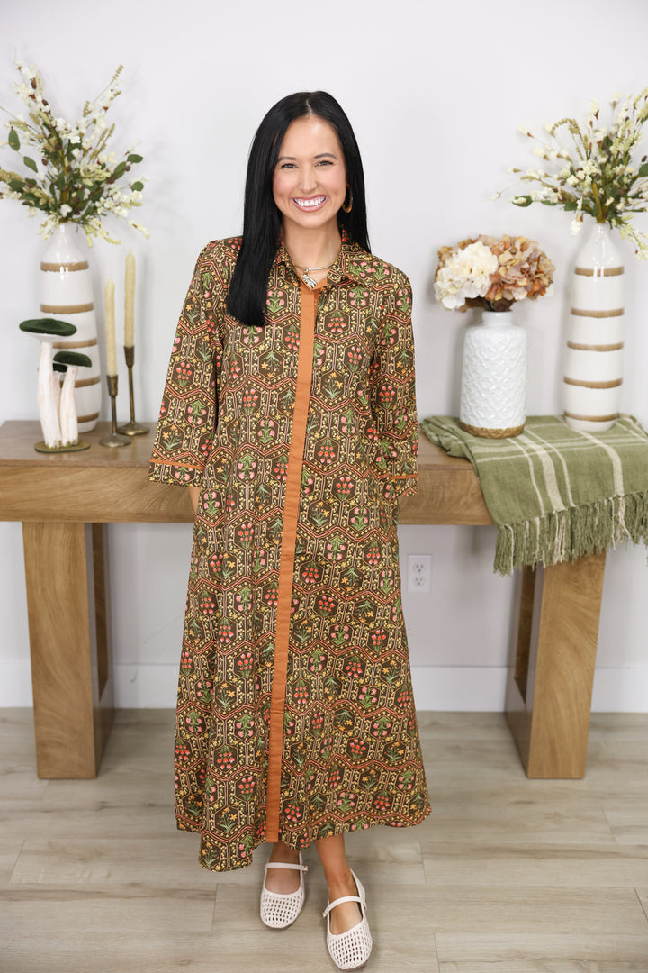 Falling for Florals Dress "Olive/Toffee"