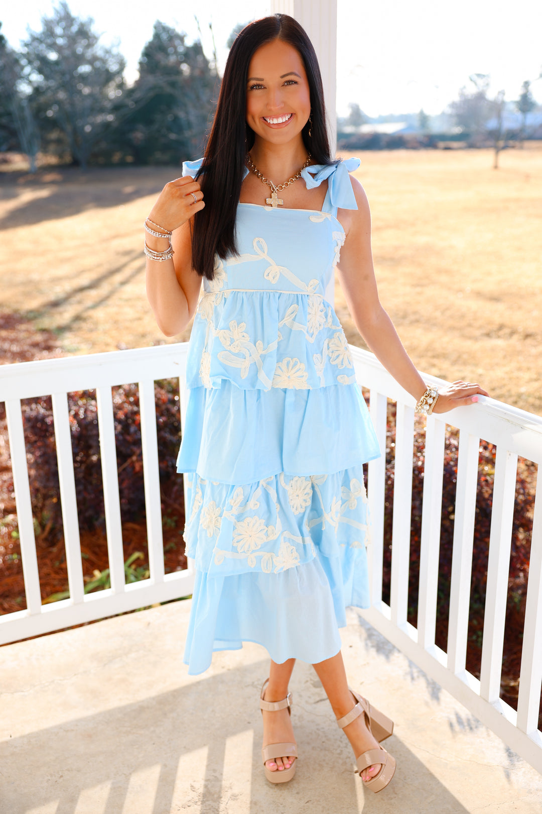 Sky Petal Grace Midi Dress