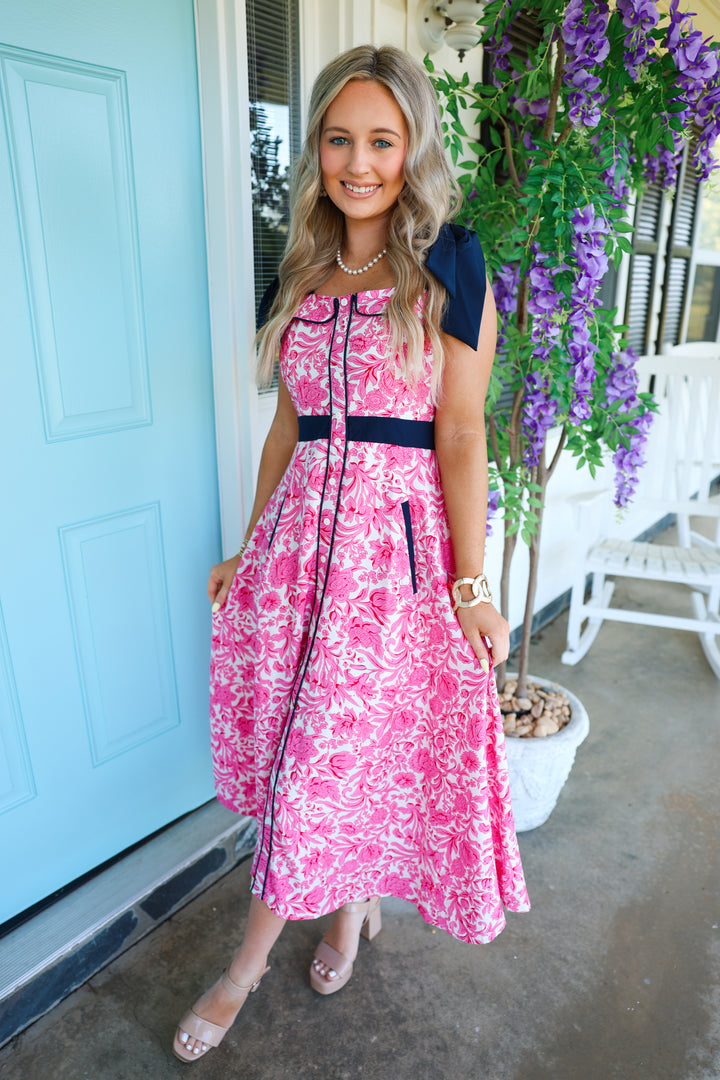 Stella Dress "Pink/Navy"