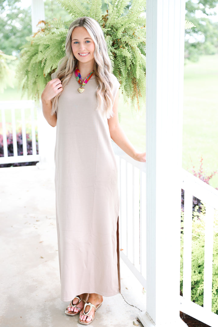 Butter Soft Side Slit Maxi "Taupe"