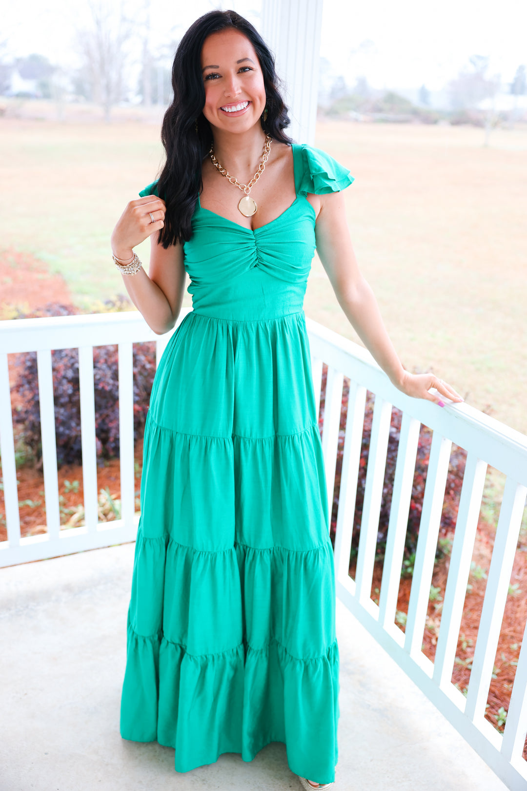 Aviva Tiered Dress "Green"