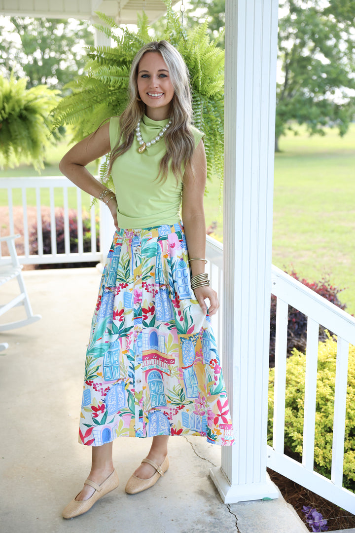 Seaside Villa Midi Skirt