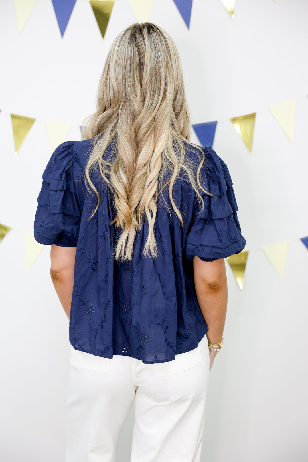 Full on Fabulous Top "Navy Eyelet"