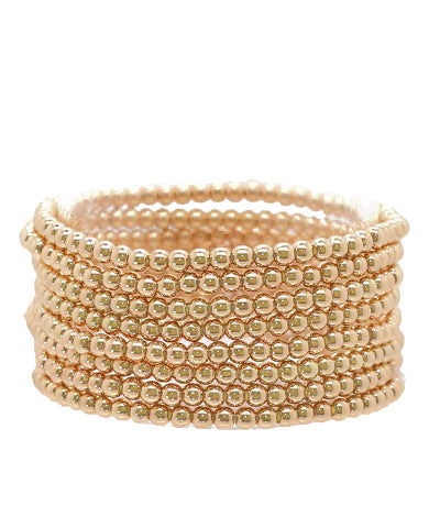 8 Row Metal Ball Bracelet Set "Gold"