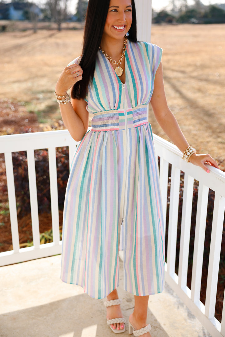 Gracious Zipper Dress "Pastel Multi"