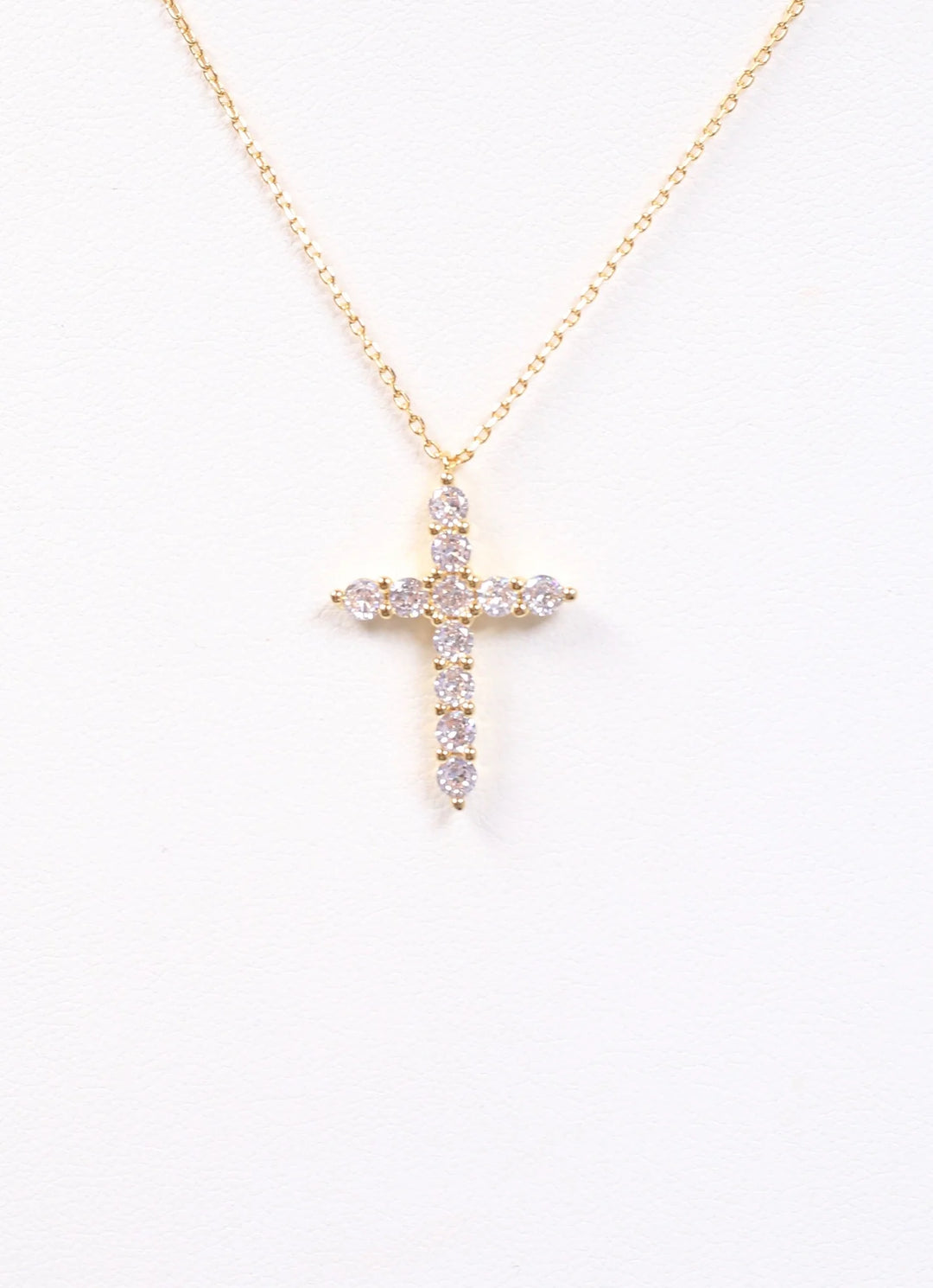 Caroline Hill - Valencourt CZ Cross Necklace - Gold