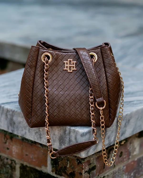 Caroline Hill - Lainey Mini Tote - Woven Chocolate