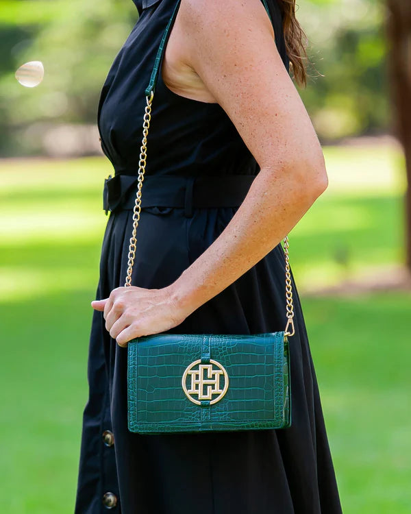 Caroline Hill - Cecilia Circle Logo Handbag "Hunter Green EC"