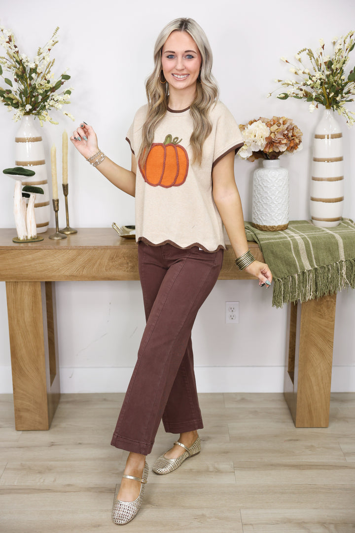 Pumpkin Sweater Top "LT. Taupe"