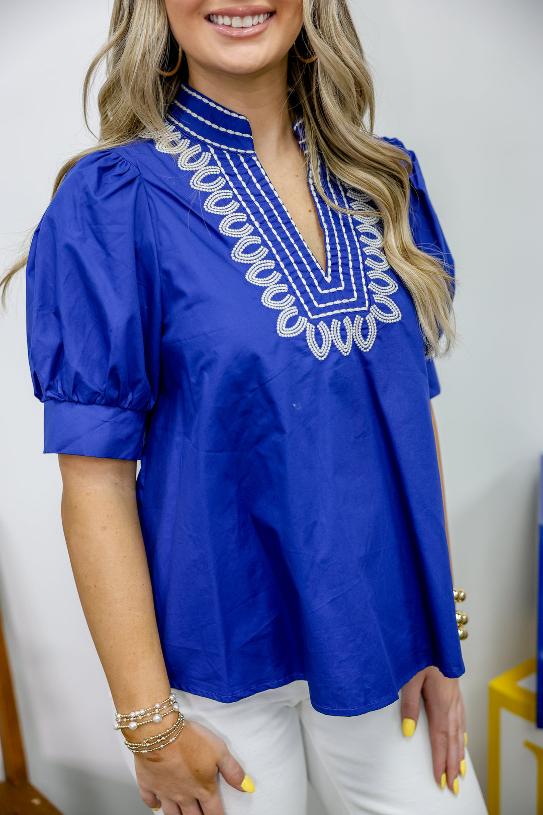 Izzie Indigo Stitched Top