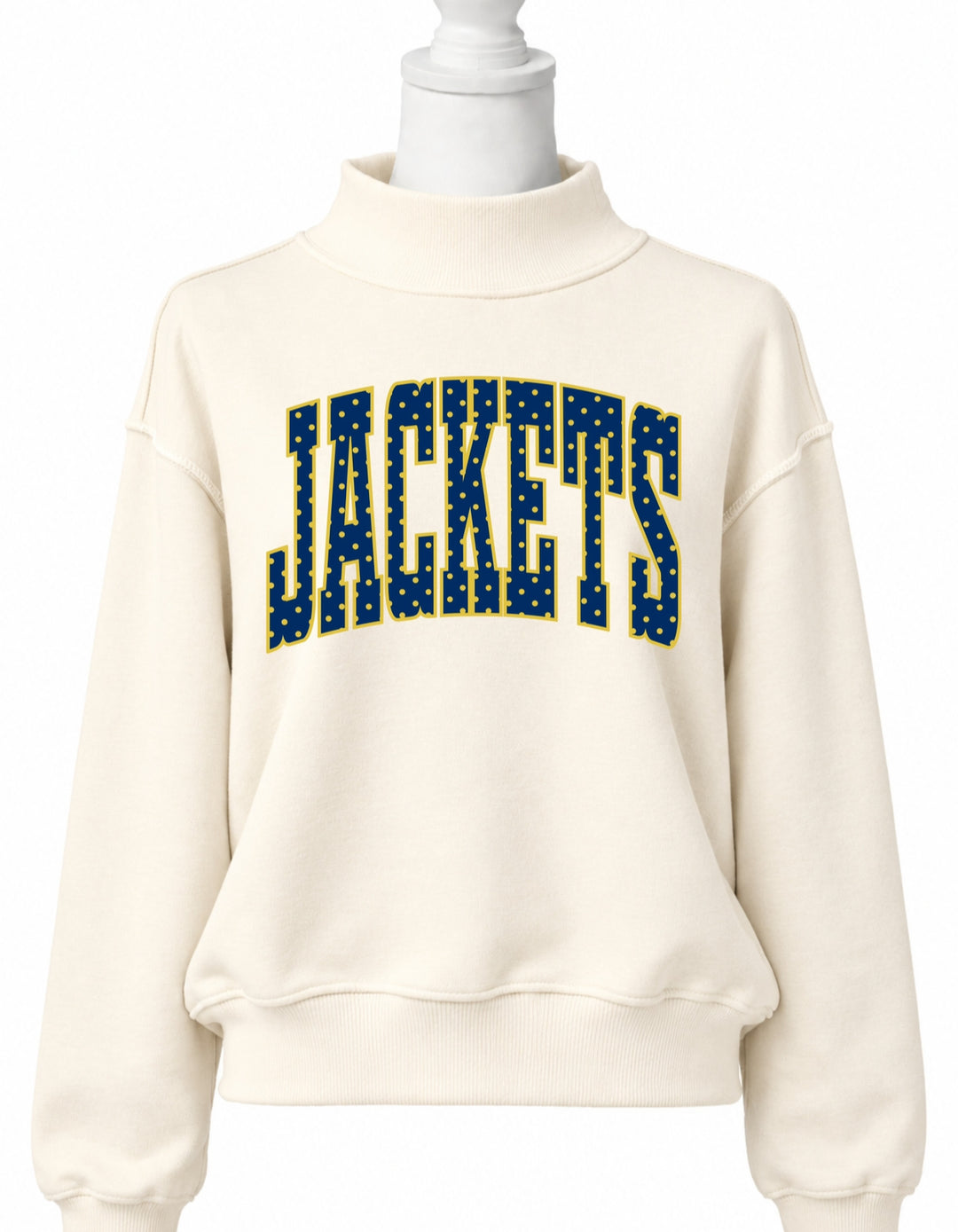 "JACKETS" Polka Dot Print Mock Neck Sweatshirt
