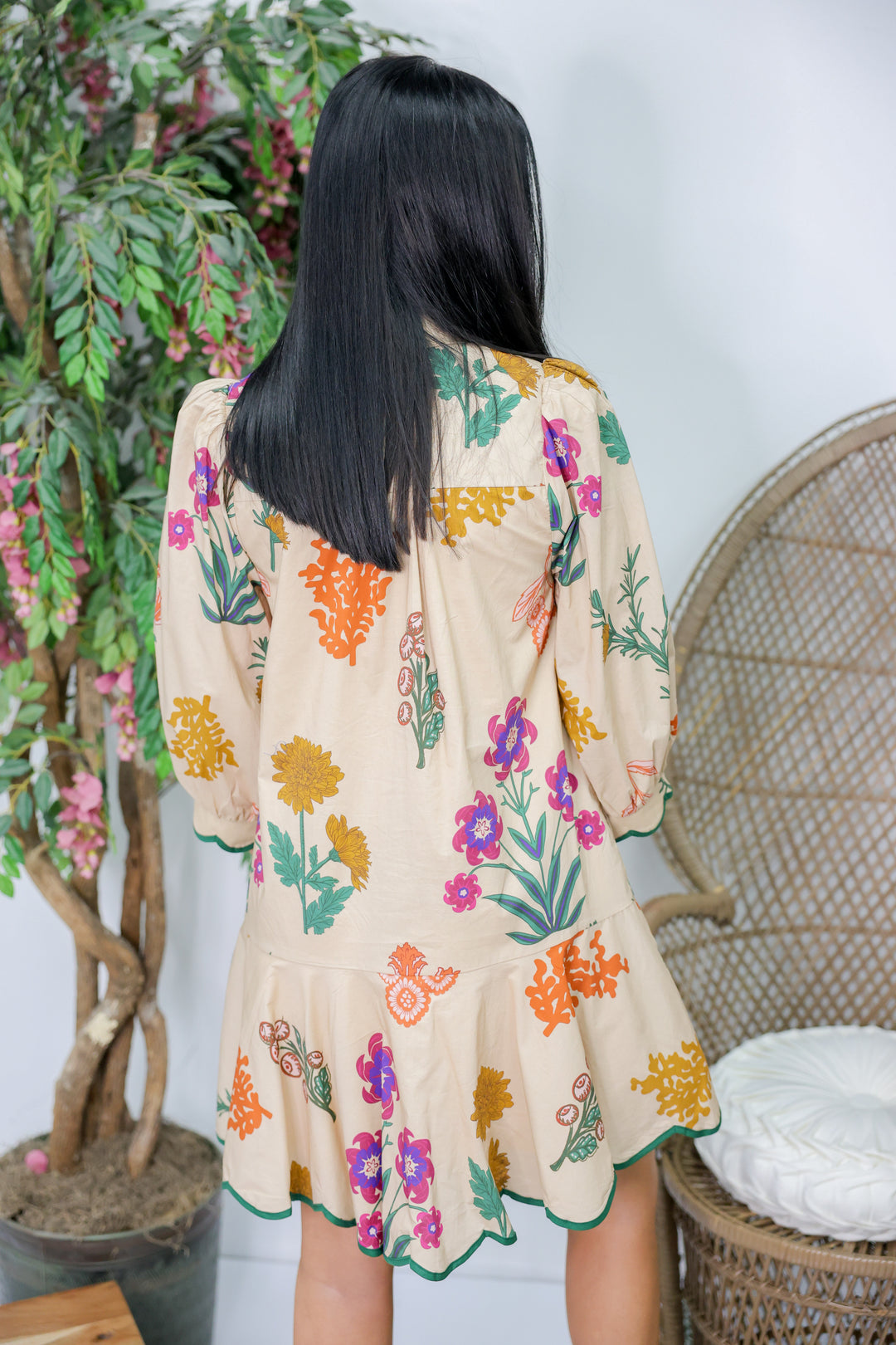 Bloom in Fall Mini Dress "Taupe"