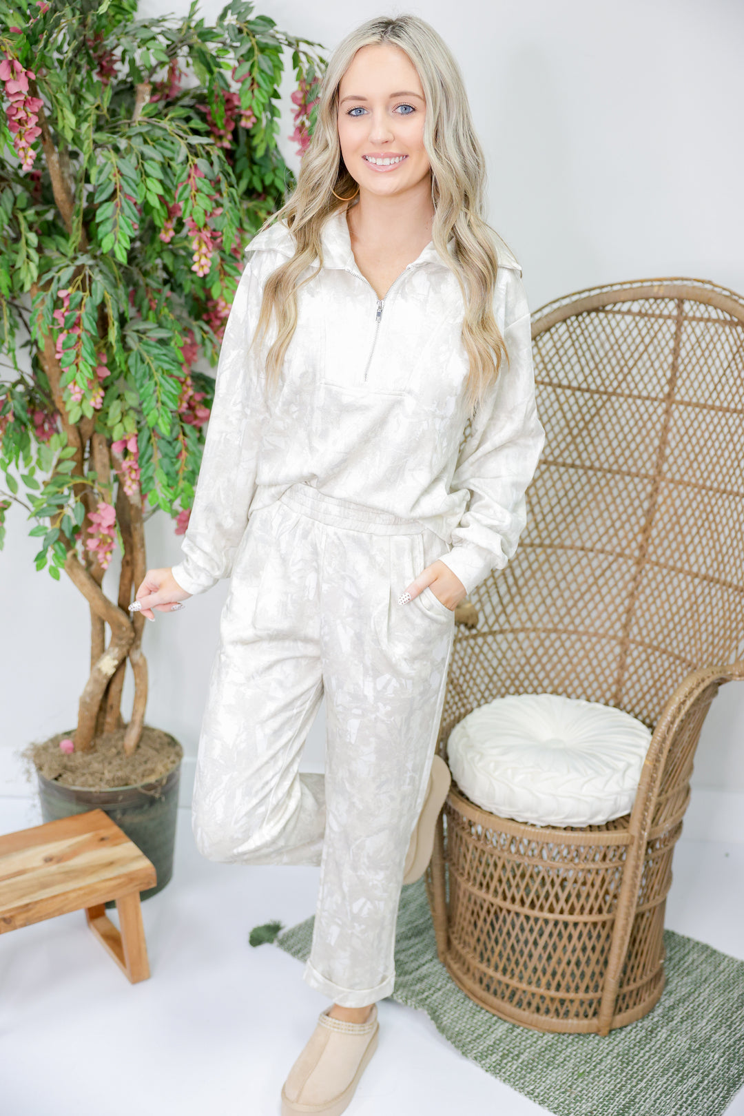 Penelope Loose Fit Half Zip Pullover & Pants Set "Camo"