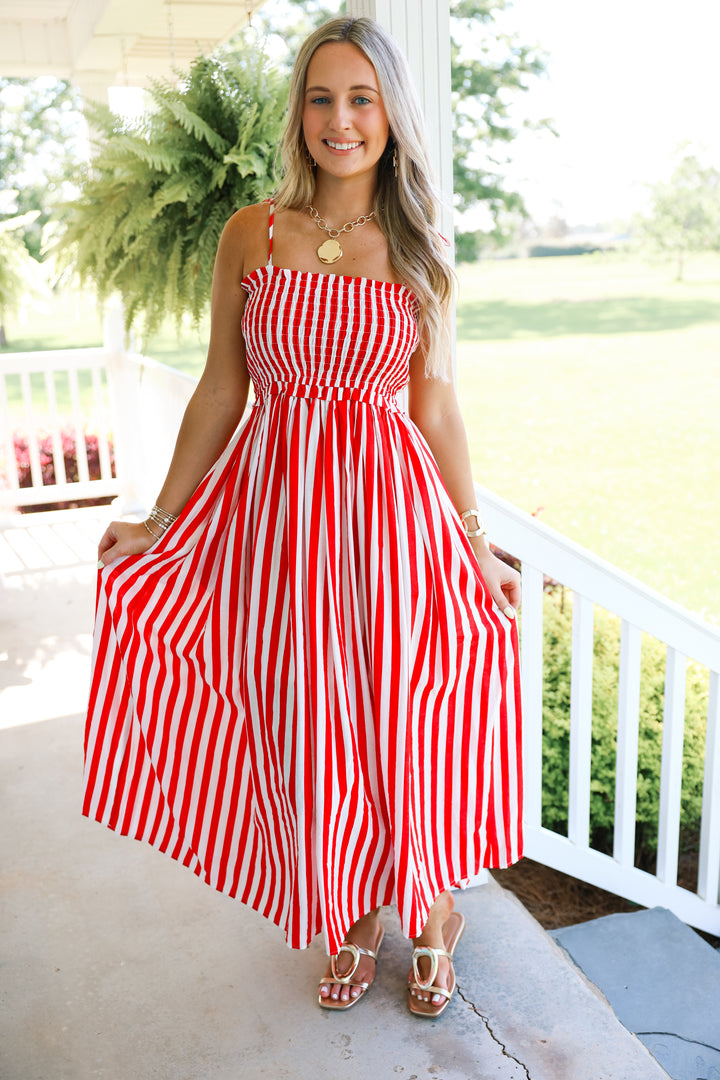 Striped Midi Dress "Red/White"