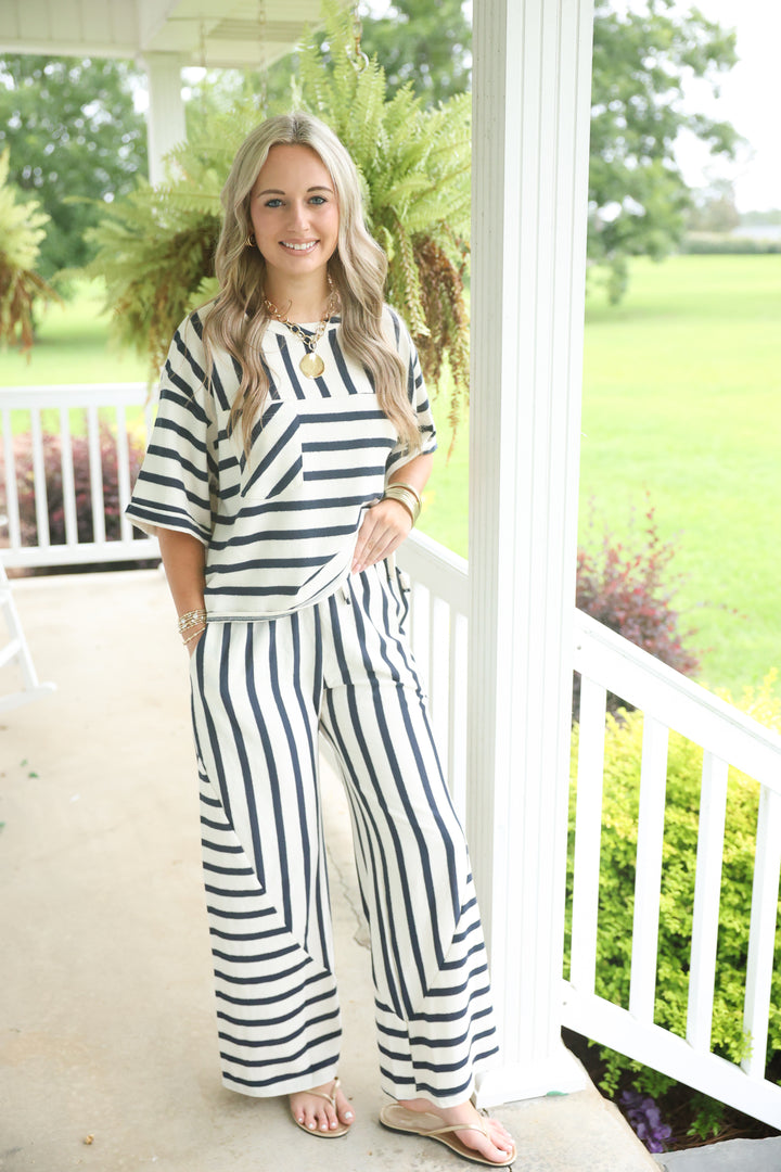 Mixed Stripe Print Set "Navy"