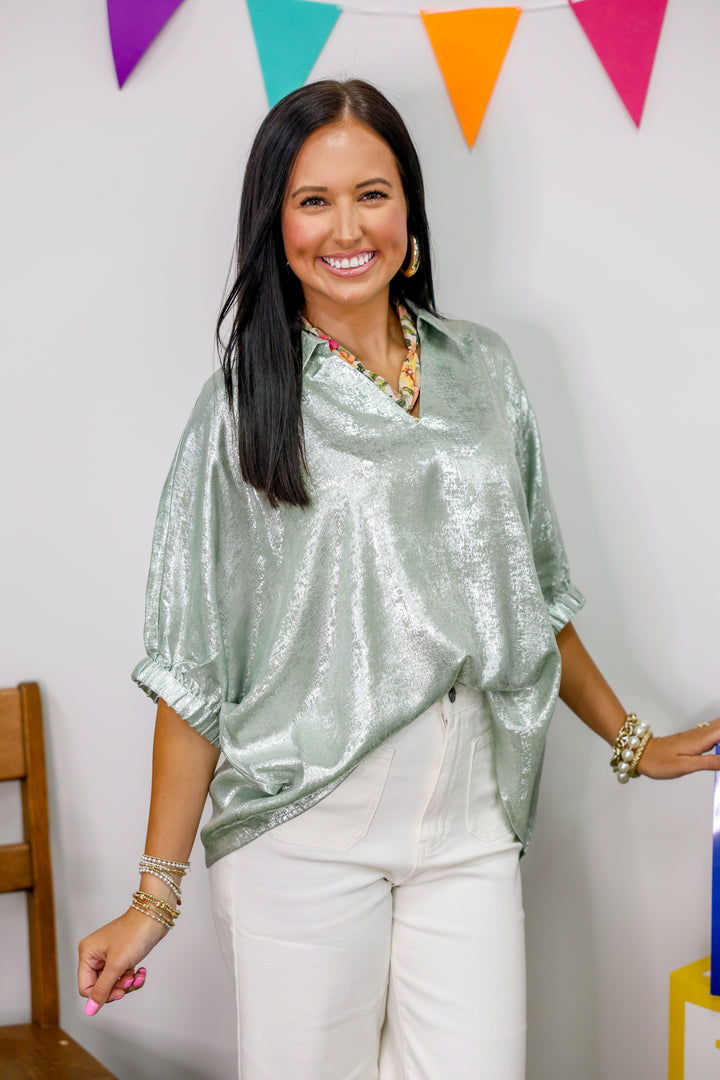 Show Your Shimmer Top "Sage"