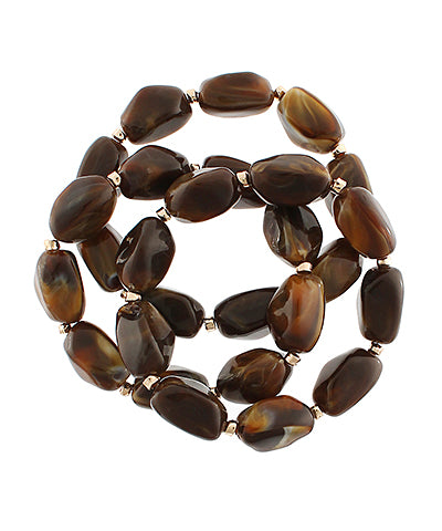 3 Row Nugget Stackable Bracelet "Brown"