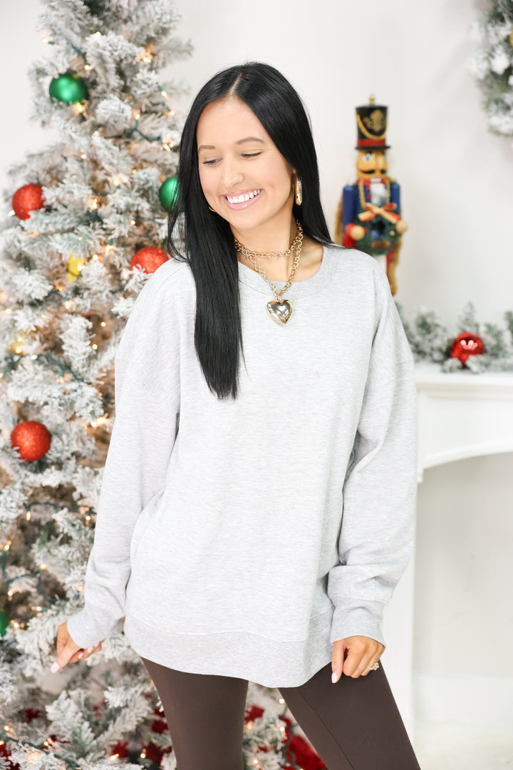 Oversized Casual Comfy Solid Knit Top "H Gray"